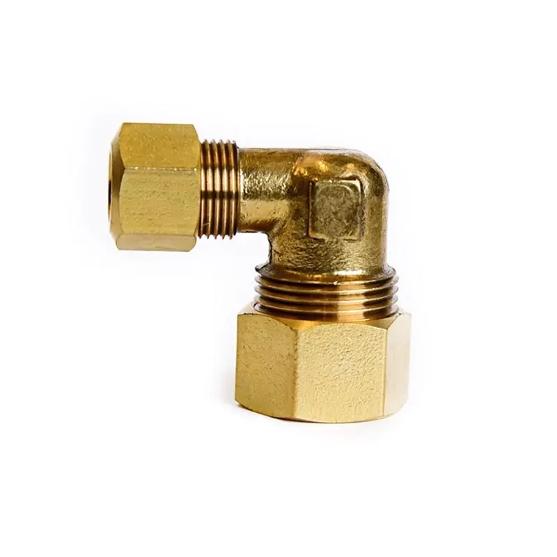 5/8 In. Compression X 3/8 In. D Compression Brass 90 Degree Elbow Fitting