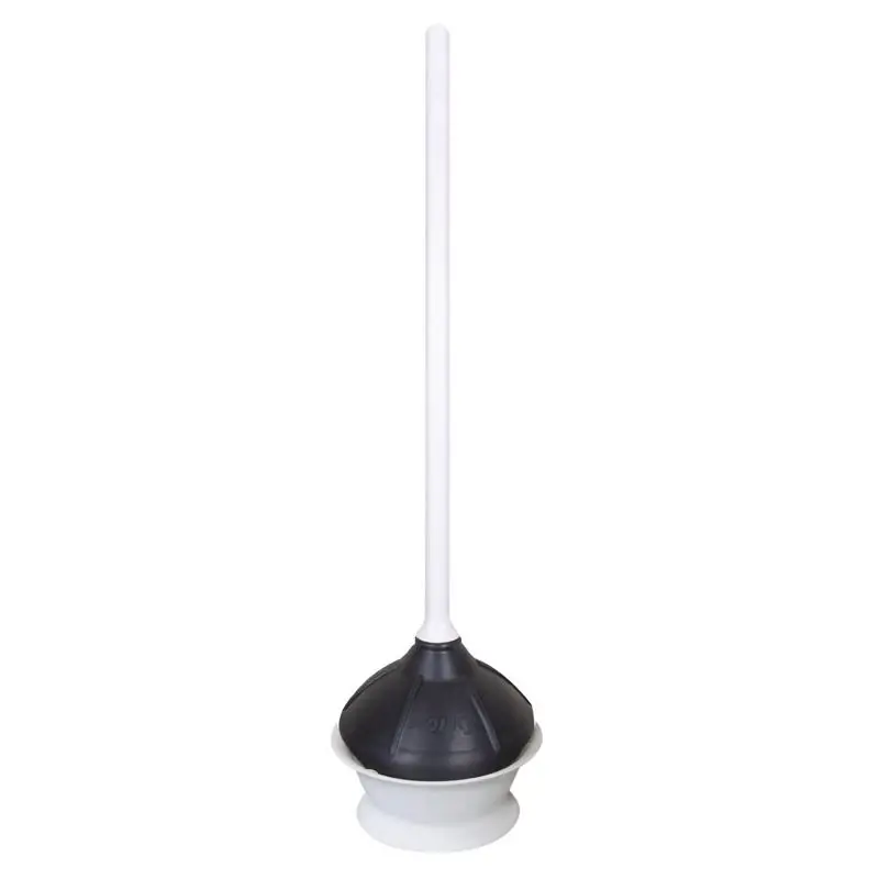 Toilet Plunger 23 In. Long With 6.5 In. Diameter Rubber Cup And Holder