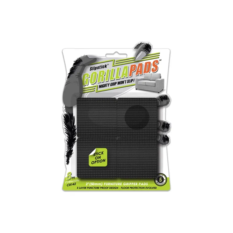 Gorillapads Rubber Self Adhesive Gripper Pad Black Square 2 In. W X 2 In. L 8 Pk