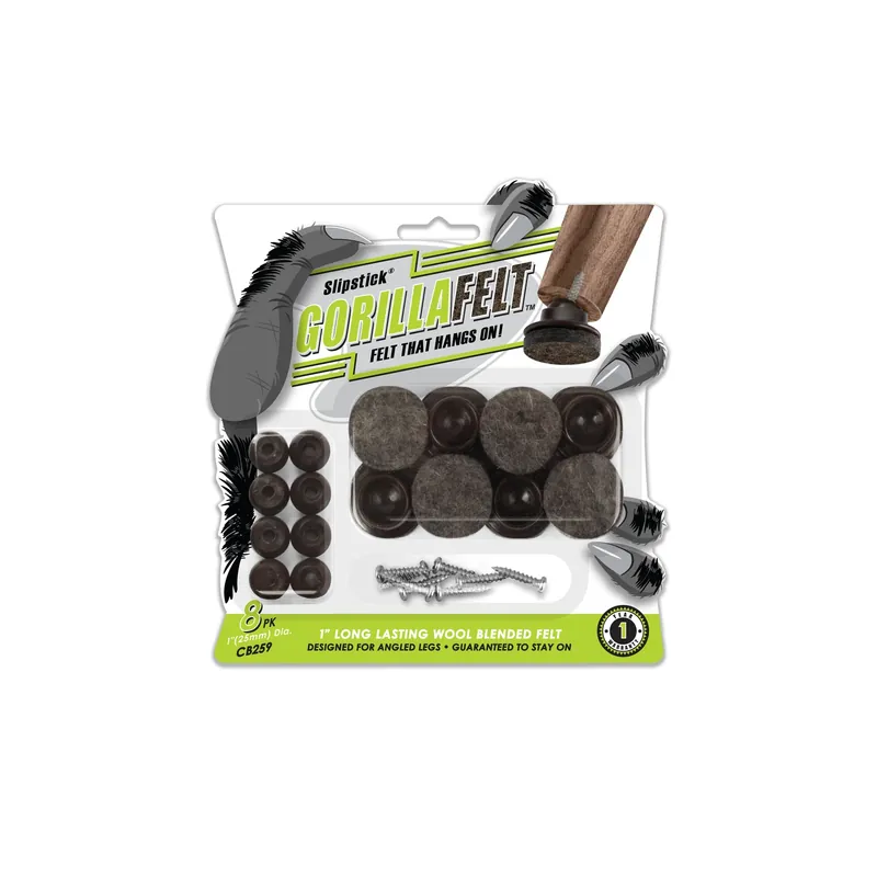 Gorillafelt Brown/gray 1 In. Screw-on Felt Chair Glide Set 8 Pk