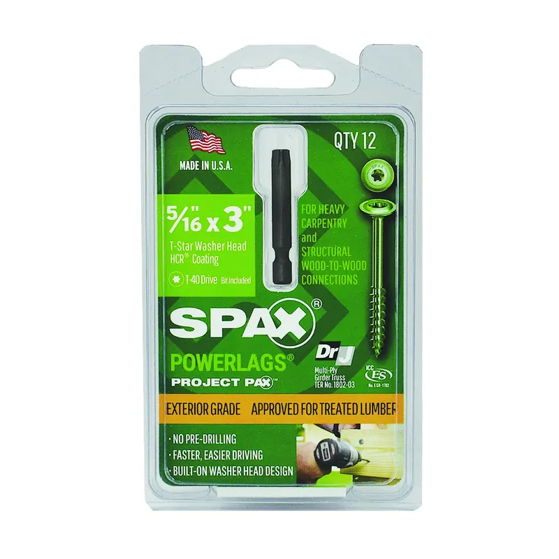 Powerlag 5/16 In. In. X 3 In. L T-40 Washer Head Serrated Structural Screws