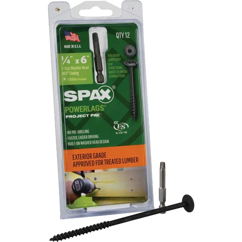 Powerlag 1/4 In. In. X 6 In. L T-30 Washer Head Serrated Structural Screws