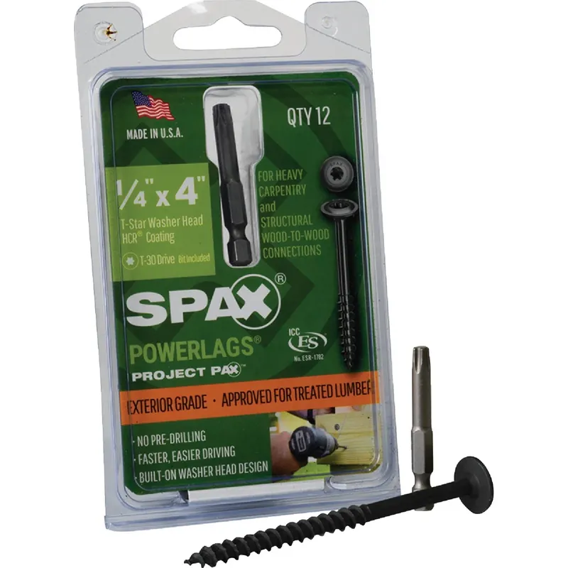 Powerlag 1/4 In. In. X 4 In. L T-30 Washer Head Serrated Structural Screws