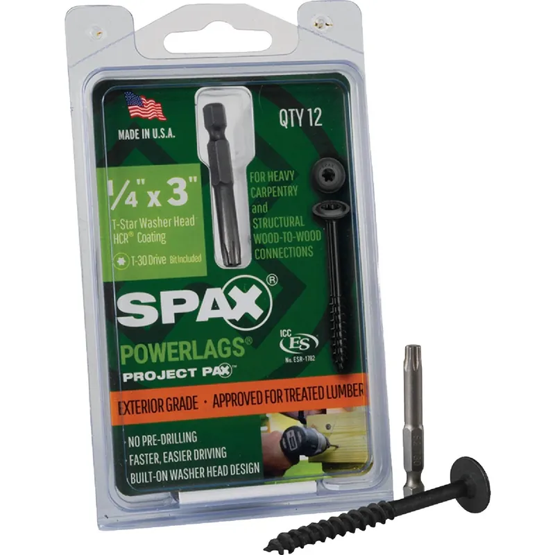 Powerlag 1/4 In. In. X 3 In. L T-30 Washer Head Serrated Structural Screws