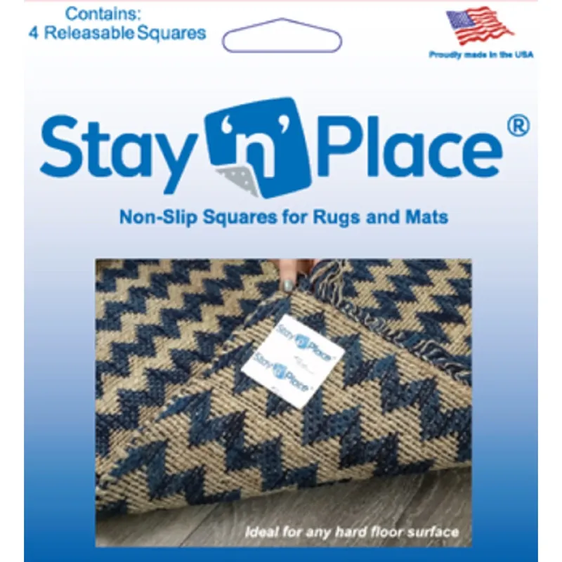 Rug Slip Resistant Tabs 3 In. W X 3 In. L Cloth/plastic Blue 4 Pk