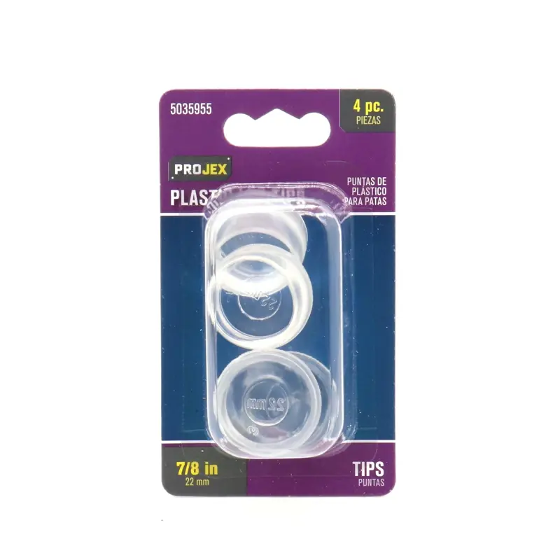 Thermoplastic Ethylene Leg Tip Clear Round 7/8 In. W 4 Pk
