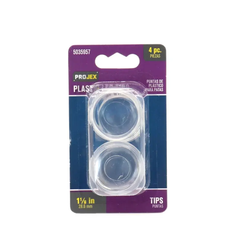 Thermoplastic Ethylene Leg Tip Clear Round 1-1/8 In. W 4 Pk