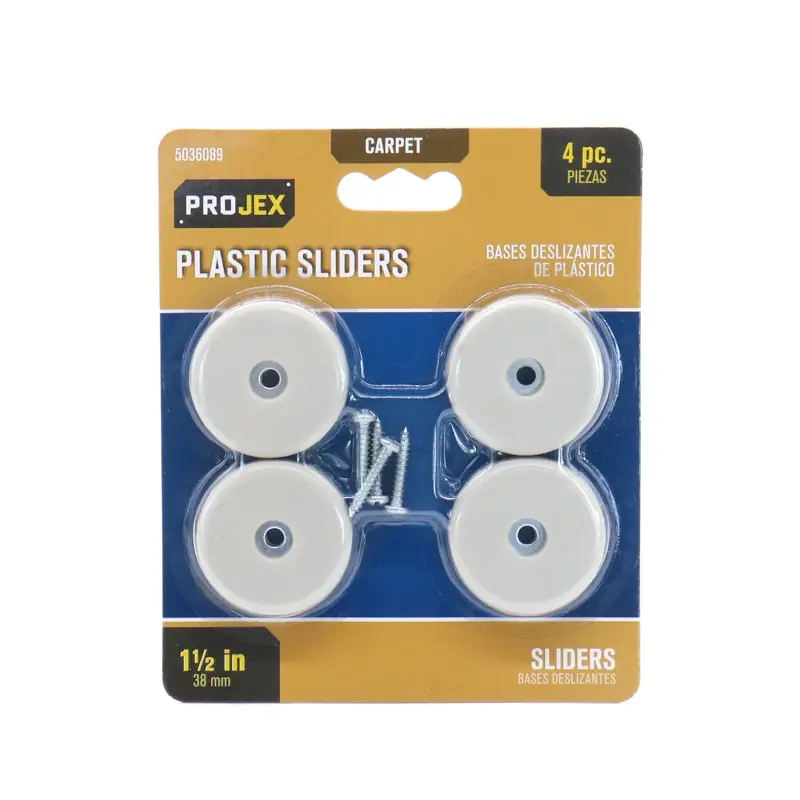 White 1-1/2 In. Screw-on Plastic Chair Glide 4 Pk