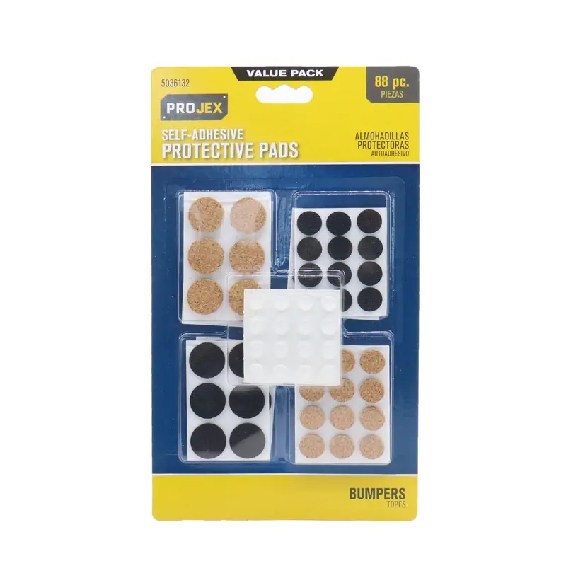 Vinyl Self Adhesive Surface Pad Assorted Round 0 In. W 88 Pk