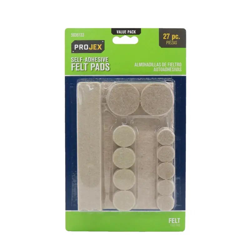 Felt Self Adhesive Surface Pad Brown Round 6 In. W 27 Pk