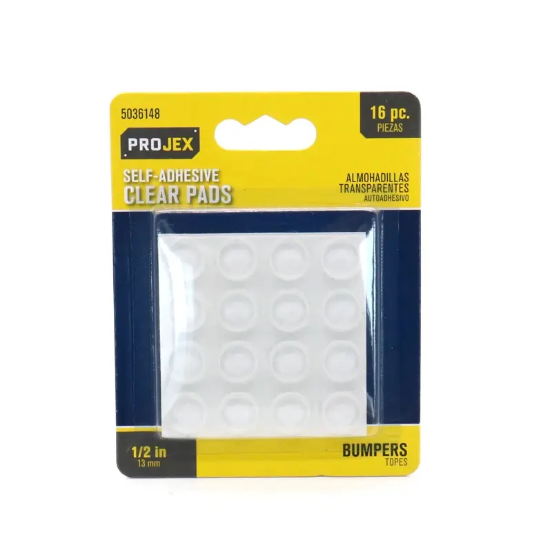 Vinyl Self Adhesive Protective Pad Clear Round 1/2 In. W 16 Pk