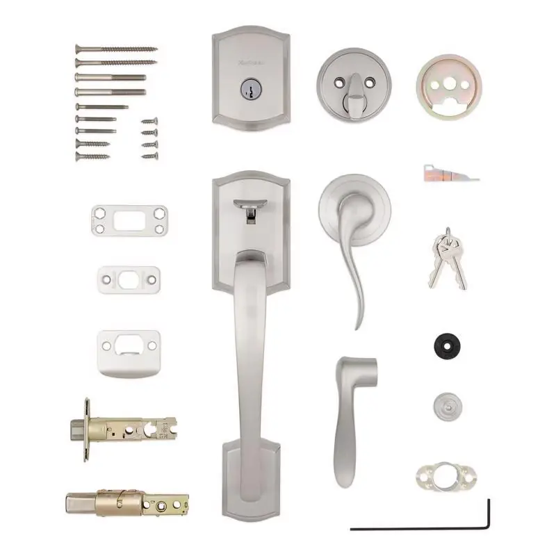 Prescott Satin Nickel Entry Handleset 1-3/4 In. With Adjustable Backset