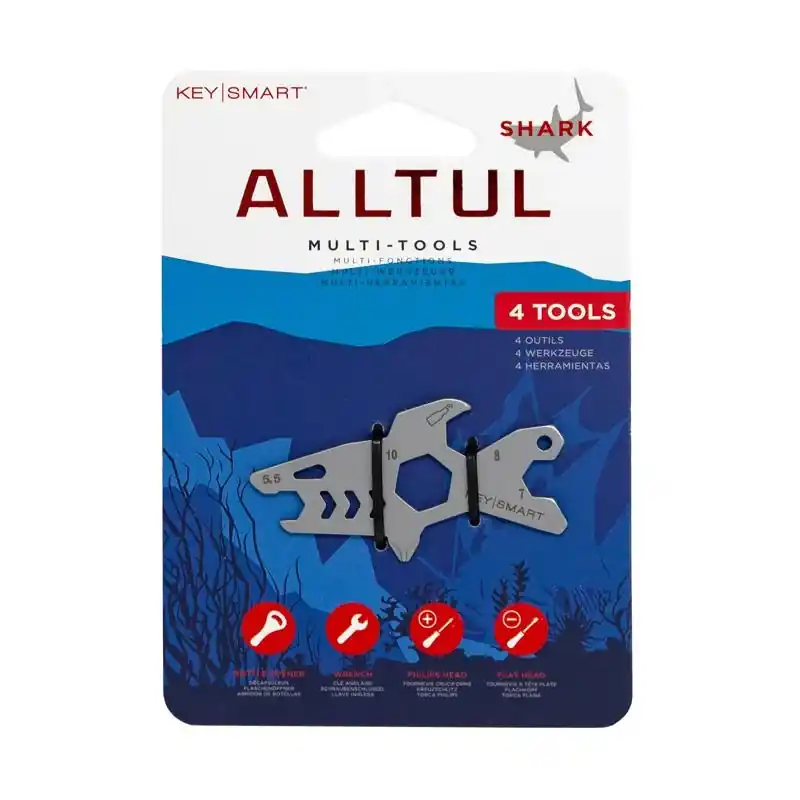 Alltul Multitool, Shark Key, Stainless Steel, 6 Tools In 1