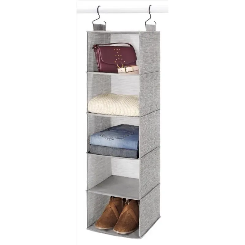 Gray Fabric Closet Organizer – 35" Tall, 10" Wide, 10.75" Deep
