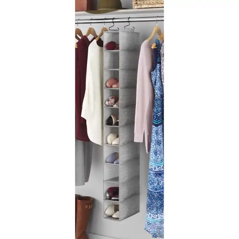 52 In. H X 11 In. W X 5.5 In. L Fabric Hanging Shoe Organizer With 10 Sections