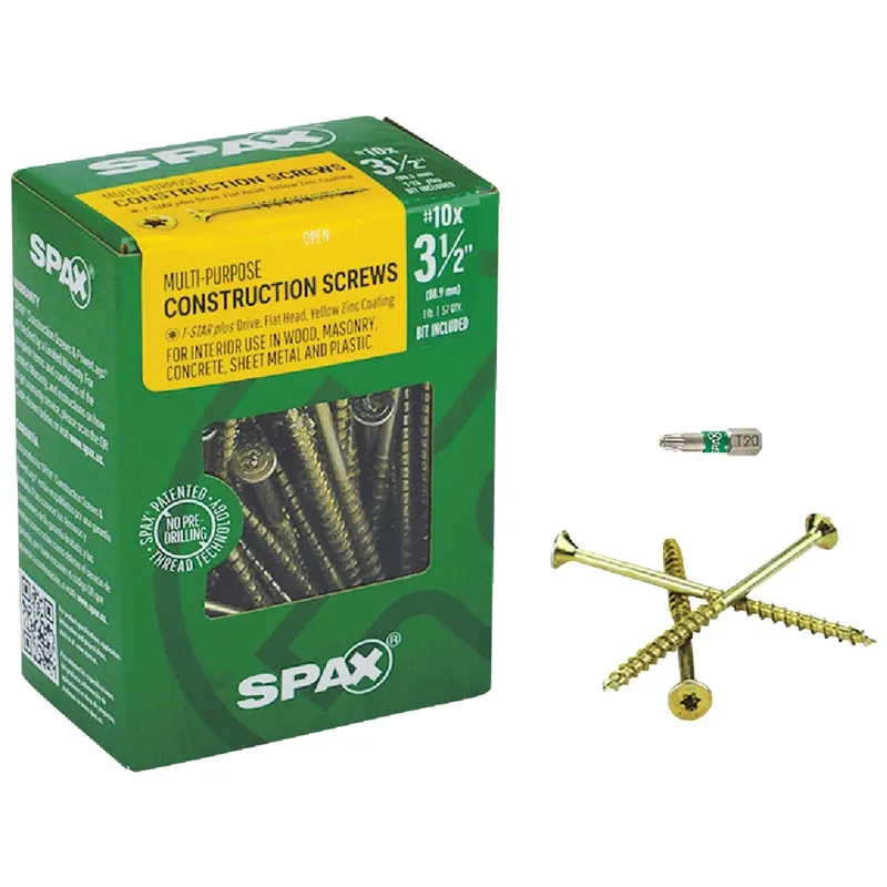 Multi-material No. 10 In. X 3-1/2 In. L T-20+ Flat Head Serrated Construction Screws