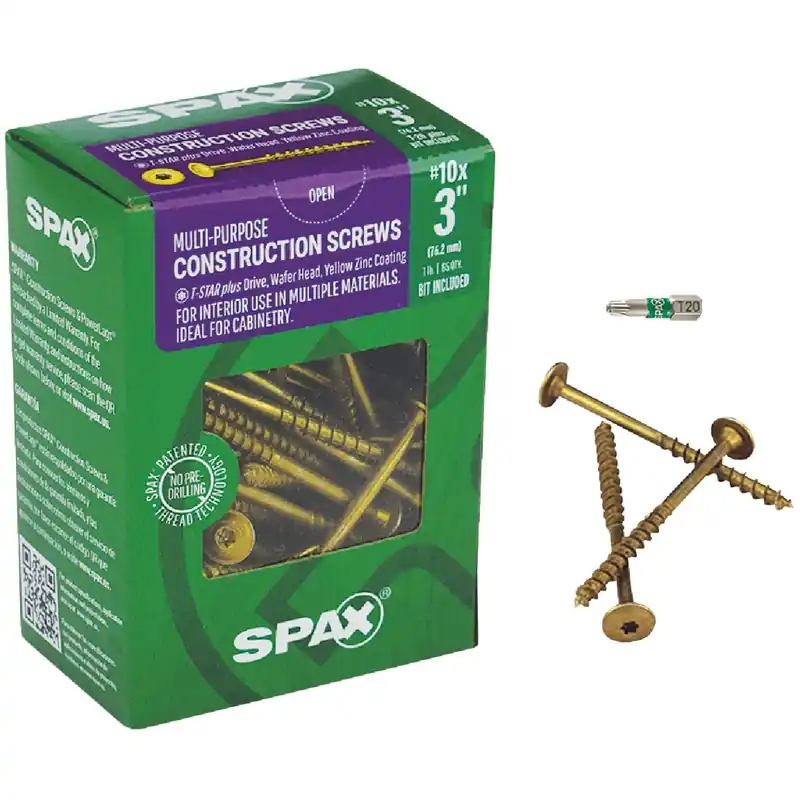 Multi-material No. 10 In. X 3 In. L T-20+ Wafer Head Serrated Construction Screws