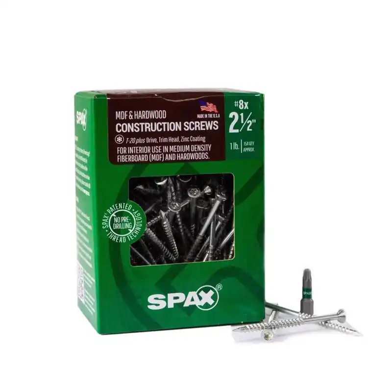 Mdf No. 8 In. X 2-1/2 In. L T-20+ Trim Head Serrated Construction Screws
