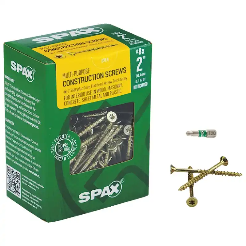 Multi-material No. 8 In. X 2 In. L T-20+ Flat Head Serrated Construction Screws
