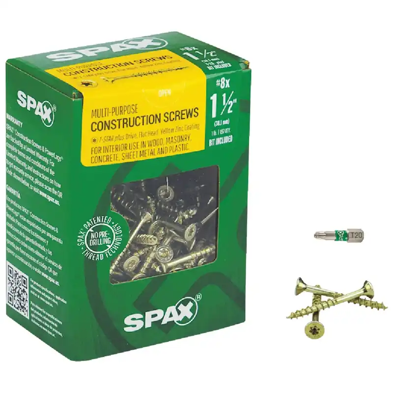 Multi-material No. 8 In. X 1-1/2 In. L T-20+ Flat Head Serrated Construction Screws