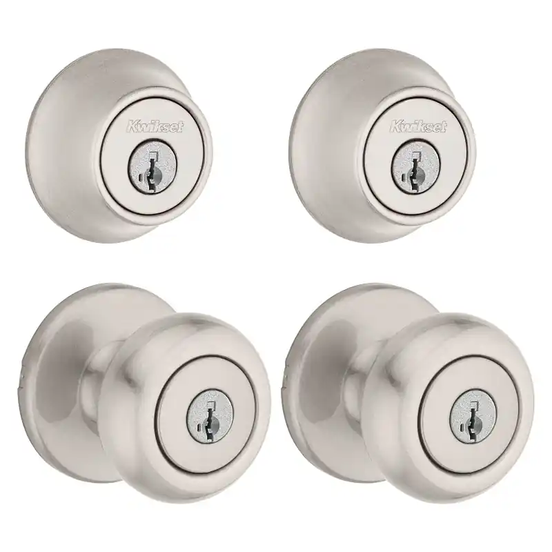 Smartkey Security Classic Satin Nickel Entry Knob And Single Cylinder Deadbolt Kw1 2-3/4 In.