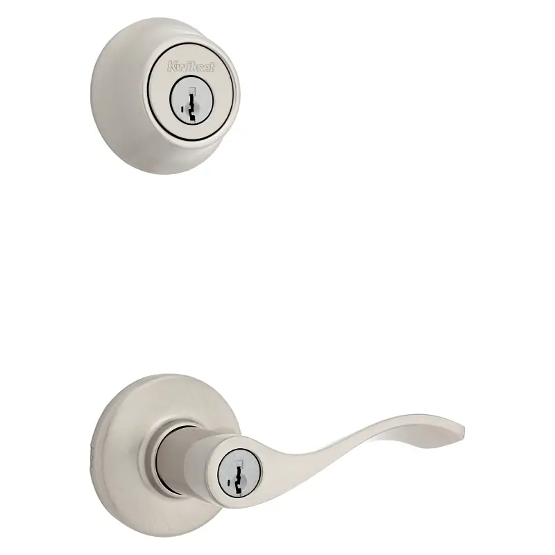 Smartkey Security Balboa Satin Nickel Deadbolt And Entry Door Knob Kw1 1-3/4 In.