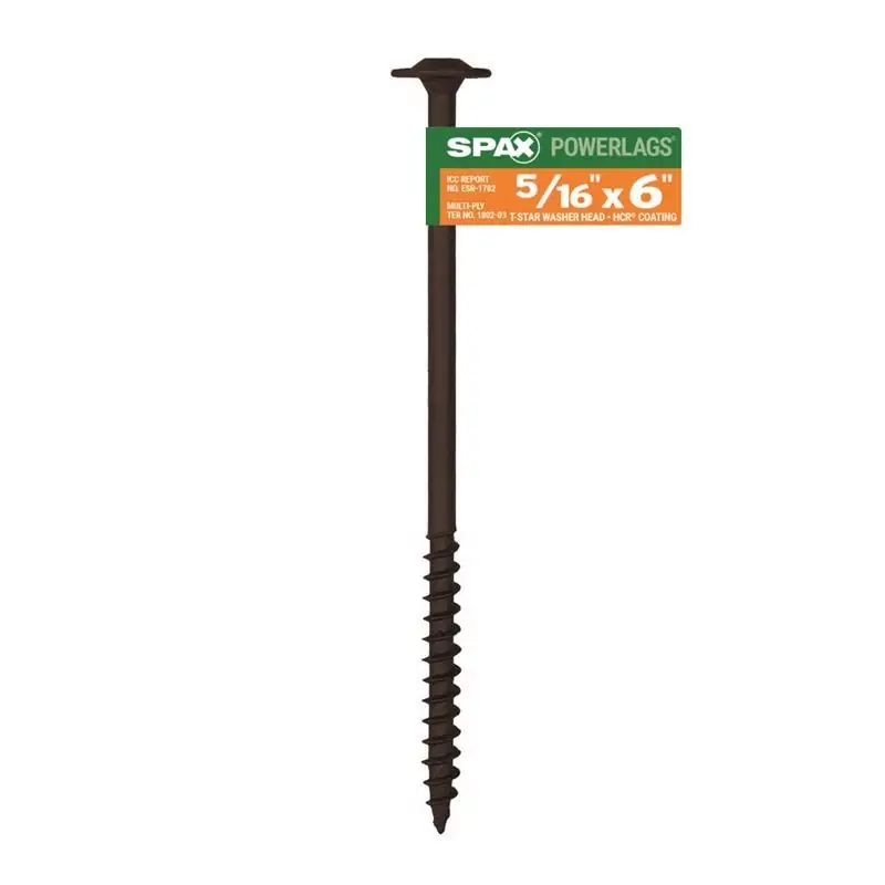 Powerlags 5/16 In. X 6 In. L Washer High Corrosion Resistant Carbon Steel Lag Screw 1 Pk