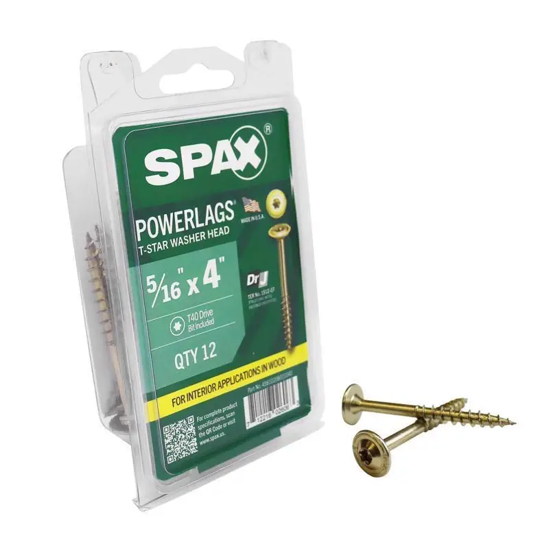 Powerlags 5/16 In. X 4 In. L Washer Yellow Zinc Carbon Steel Lag Screw 12 Pk