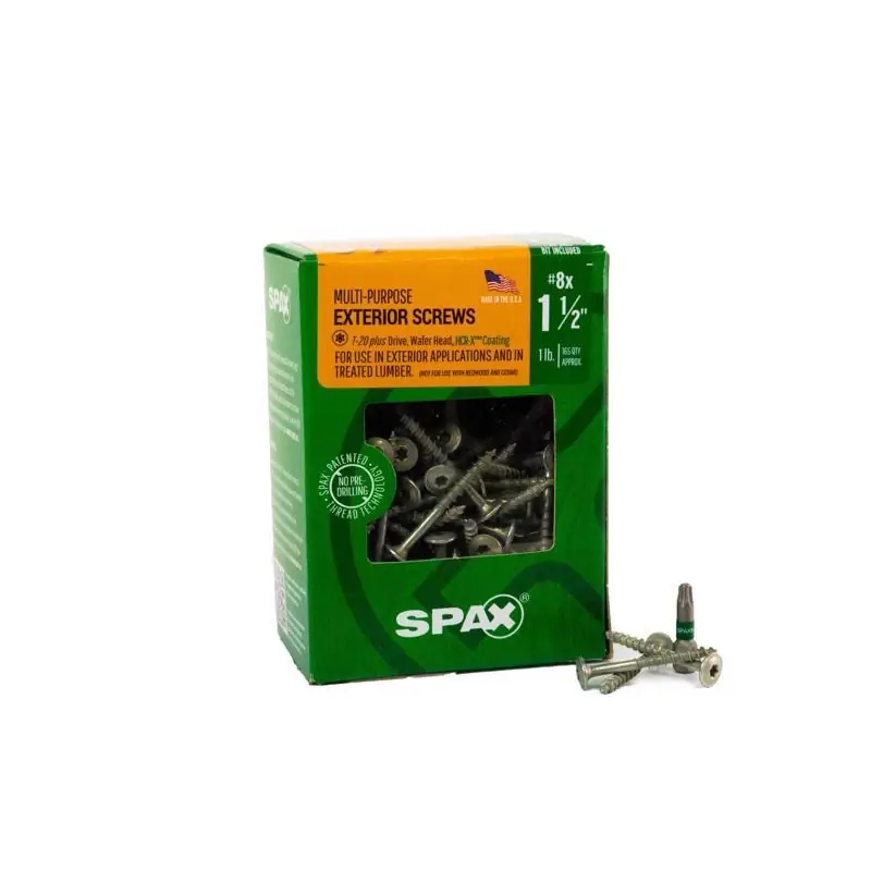 Multi-material No. 8 In. X 1-1/2 In. L T-20+ Wafer Head Serrated Construction Screws