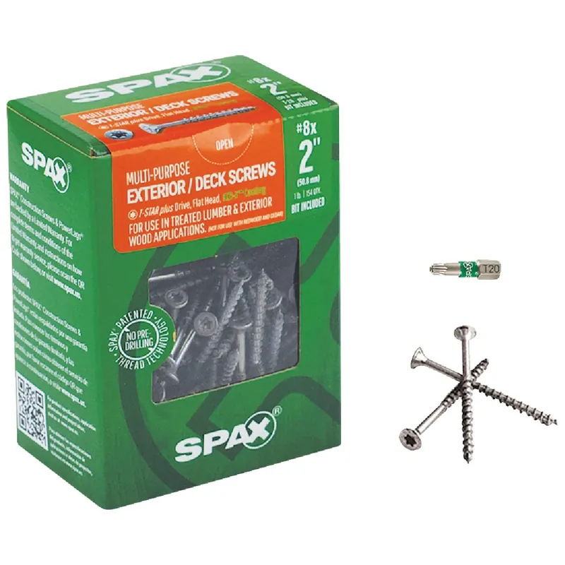 8 X 2 In. Flat Head Exterior Multi-material Construction Screw With Hcr-x Coating