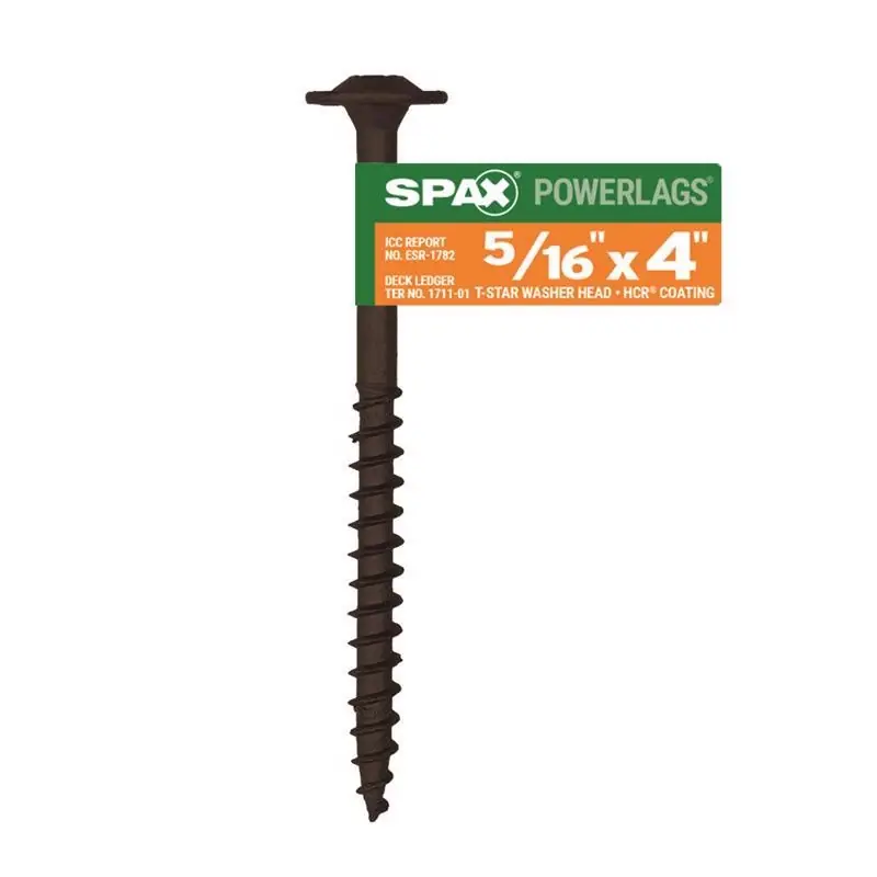 Powerlags 5/16 In. X 4 In. L Washer High Corrosion Resistant Carbon Steel Lag Screw 1 Pk