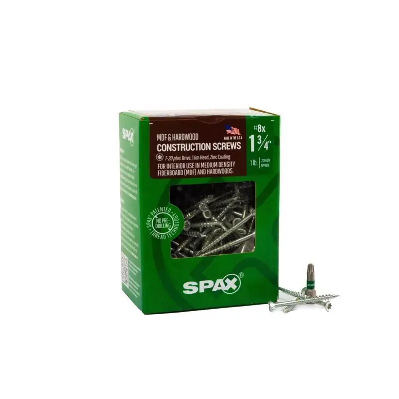 Mdf No. 8 In. X 1-3/4 In. L T-20+ Trim Head Serrated Construction Screws