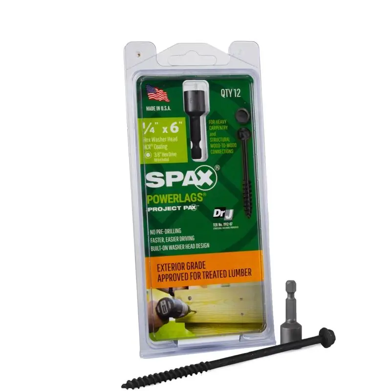 Powerlags 1/4 In. In. X 6 In. L Hex Drive Hex Washer Head Serrated Structural Screws