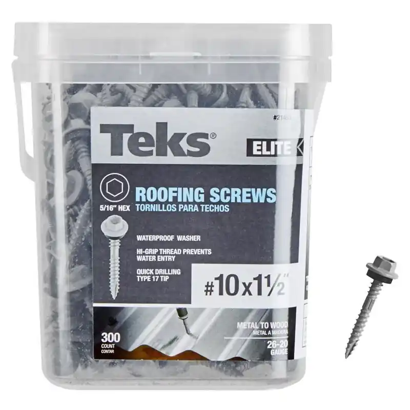 No. 10 X 1-1/2 In. L Hex Drive Hex Washer Head Self Tapping Roofing Screws