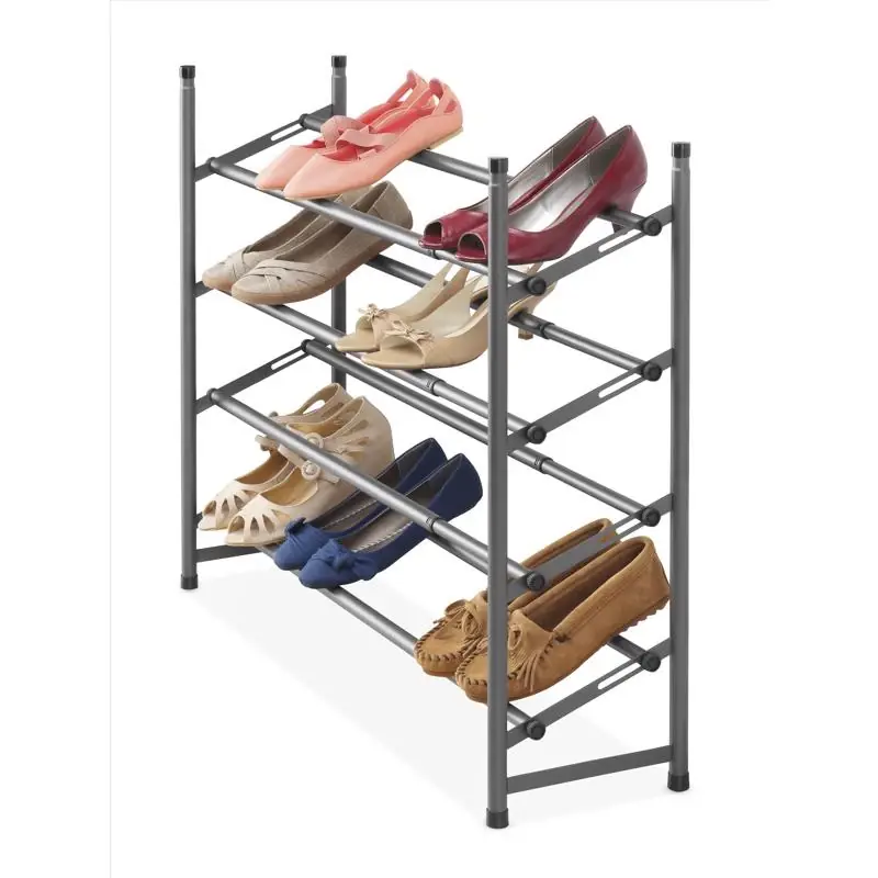 27 In. H X 9.12 In. W X 46 In. L Metal Floor Shoe Rack - Gunmetal Finish