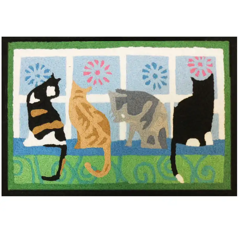 Kitties In The Window 20 In. W X 30 In. L Polyester Accent Rug