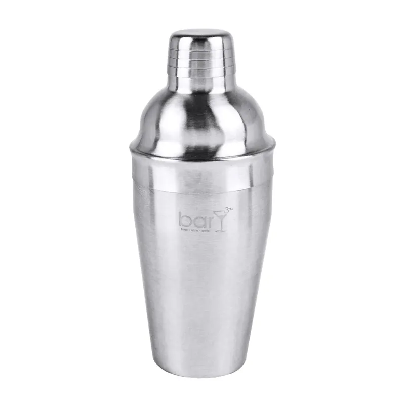 18 Oz Silver Stainless Steel Cocktail Shaker With Strainer - Perfect For Home Bartending