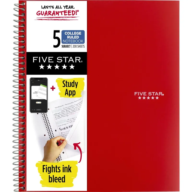 8.5 In. W X 11 In. L College Ruled Wire Bound Notebook - 200 Sheets