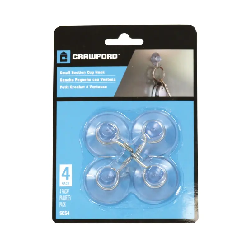 Small Plastic Suction Cup Hook 4 Pk