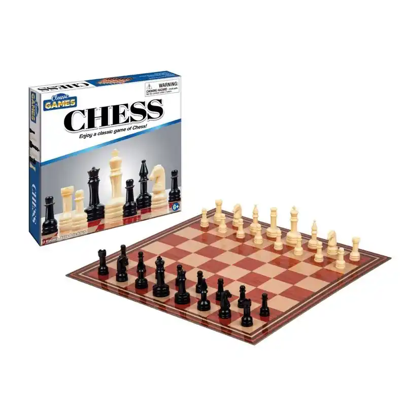 Classic Games Chess Set - Black And Cream Plastic, 8.1 In.