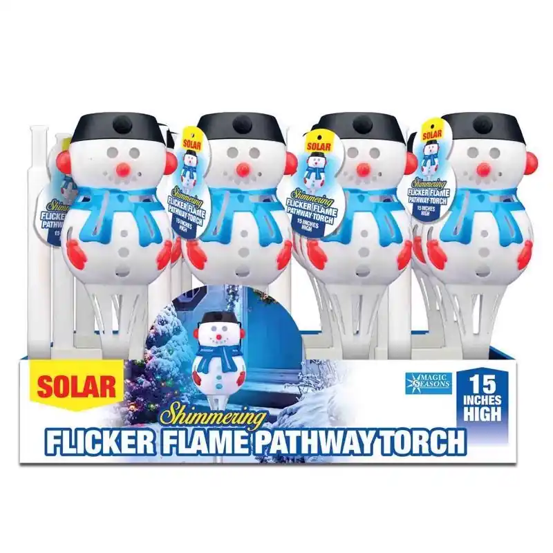 Magic Seasons Shimmering Snowman Flicker Flame Pathway Light 1 Pk