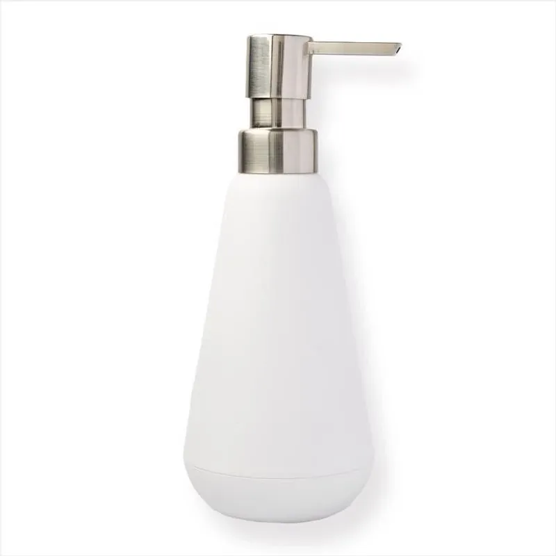 Belize Brushed Nickel White Plastic Soap Pump – Sleek Bathroom Dispenser
