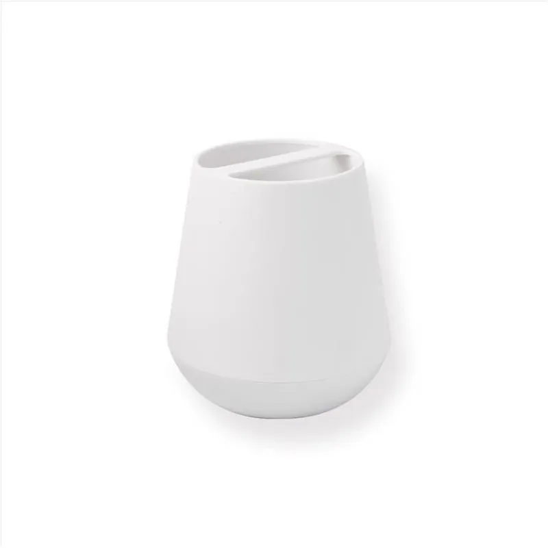 Belize White Plastic Toothbrush Holder – Compact Bathroom Organizer