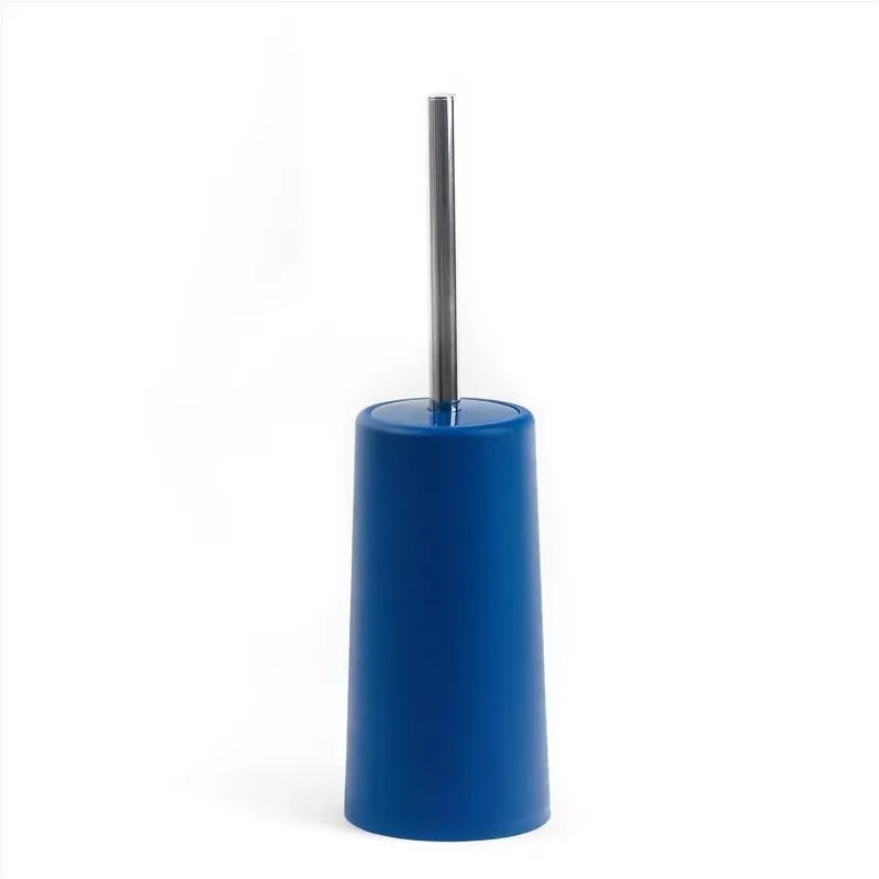 Navy Sttelli Kaleidoscope Toilet Brush With Stainless Steel Holder – 10" Ergonomic Cleaning Set