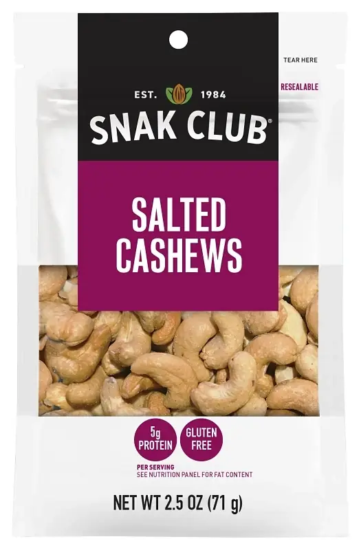 Salted Cashews 2.5 Oz Bagged
