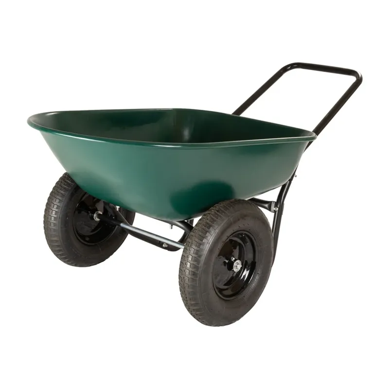 5 Cu. Ft. Green Poly Wheelbarrow With Steel Handle And Pneumatic Tires