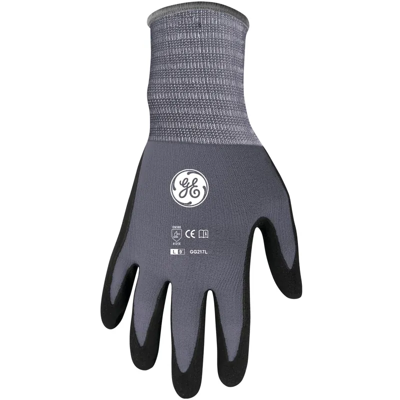 Unisex Dipped Gloves Black/gray Large 15 Gauge Micro-foam Nitrile