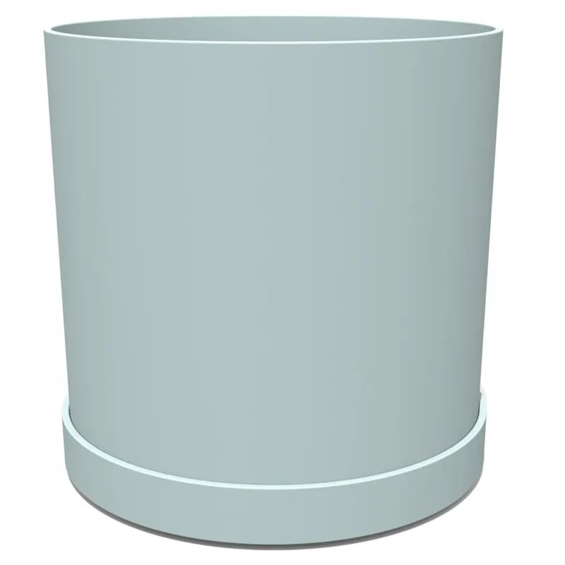 Mathers Collection 10 In. Misty Blue Plastic Planter With Saucer