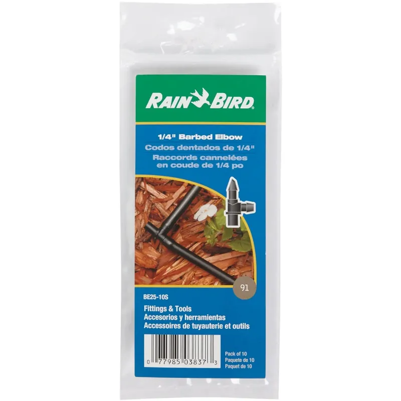 1/4 In. Barbed Drip Irrigation Elbow 10 Pk