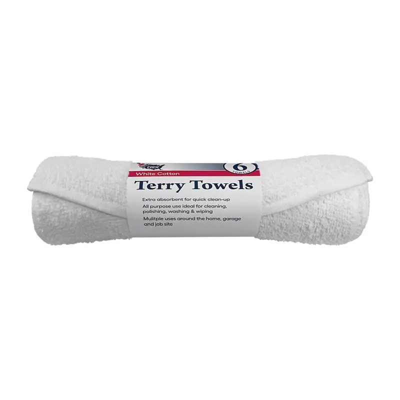 Cotton Terry Terry Towels 14 In. W X 17 In. L 6 Pk